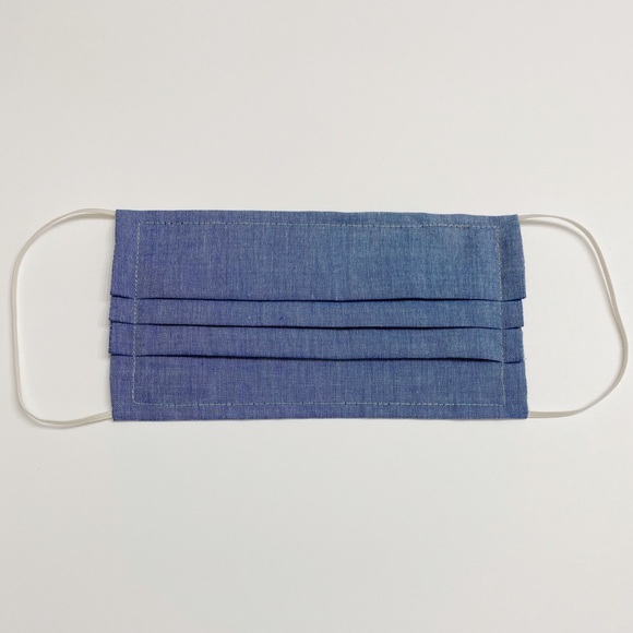 BLUE Pleated FACE MASK with filter Pocket - Picture 2 of 3